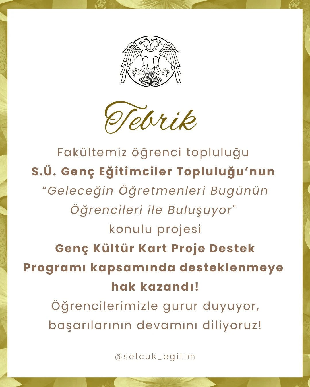 Genç Eğitimciler Topluluğu Genç Kültür Kart Proje Destek Programı kapsamında desteklenmeye hak kazandı